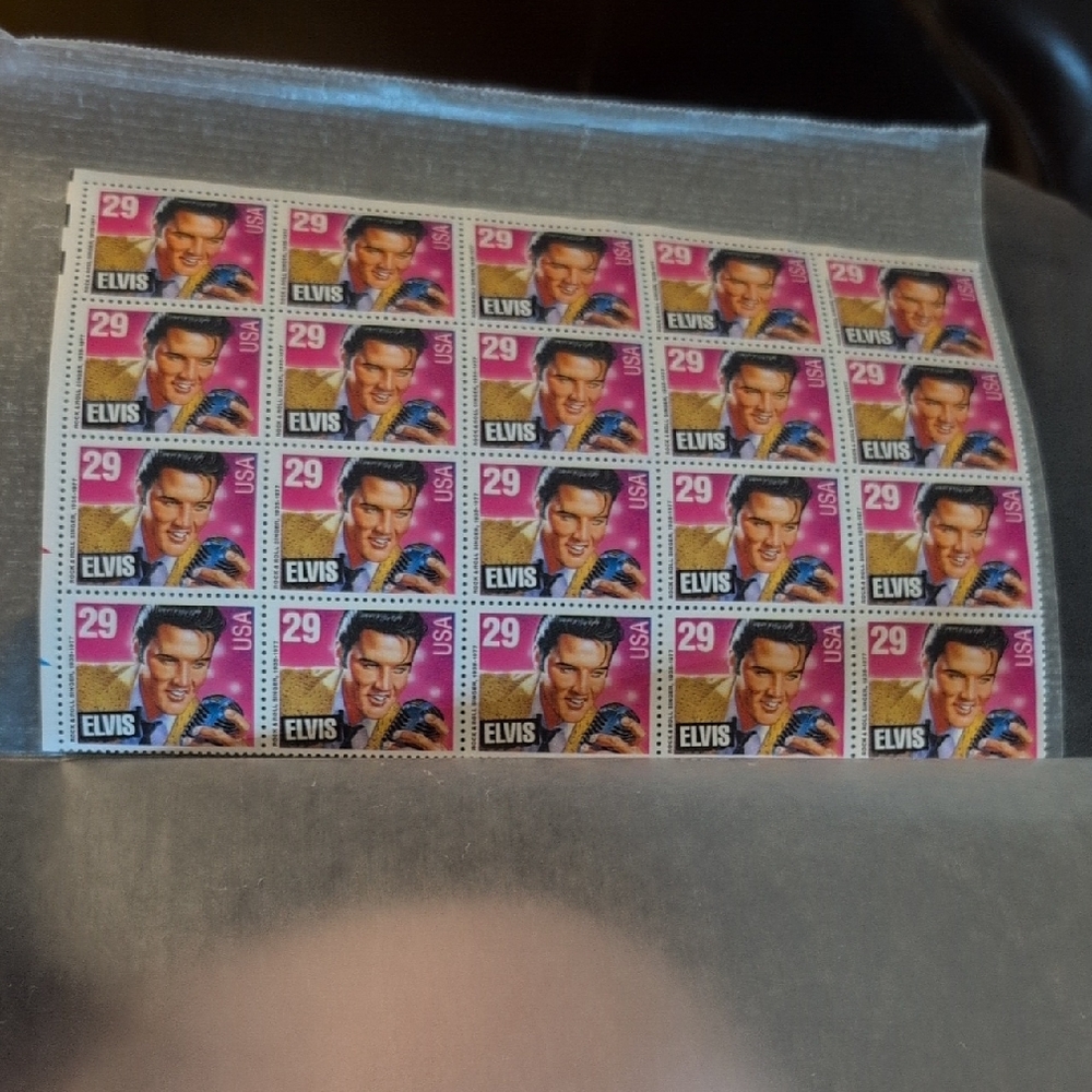 Elvis Presley Pink and Blue Postage Stamps